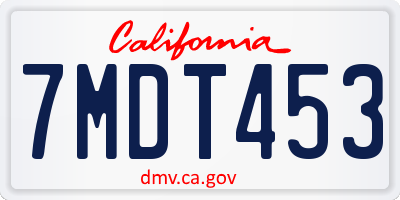 CA license plate 7MDT453