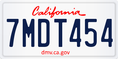 CA license plate 7MDT454