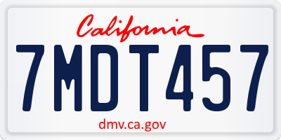 CA license plate 7MDT457