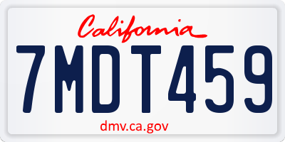 CA license plate 7MDT459