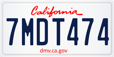 CA license plate 7MDT474