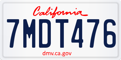 CA license plate 7MDT476