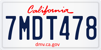 CA license plate 7MDT478