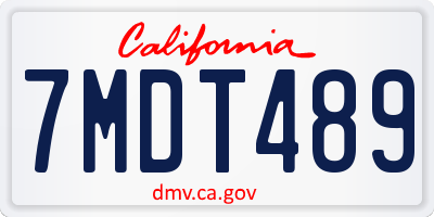 CA license plate 7MDT489
