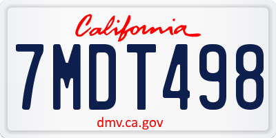 CA license plate 7MDT498