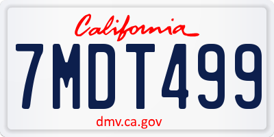 CA license plate 7MDT499