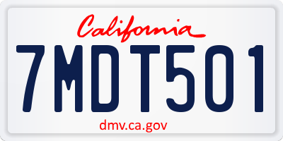 CA license plate 7MDT501
