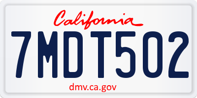 CA license plate 7MDT502