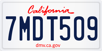 CA license plate 7MDT509