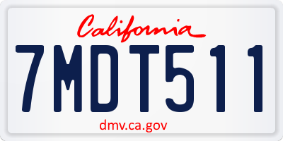 CA license plate 7MDT511