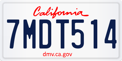 CA license plate 7MDT514