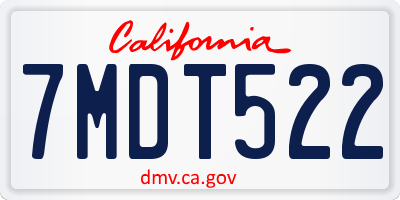 CA license plate 7MDT522