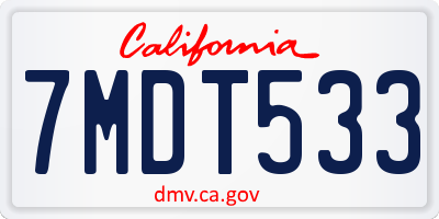 CA license plate 7MDT533
