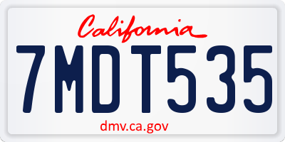CA license plate 7MDT535