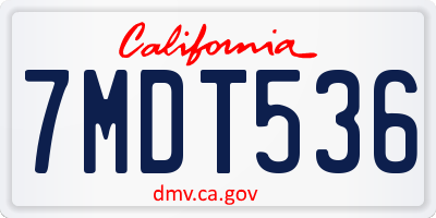 CA license plate 7MDT536