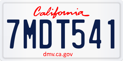 CA license plate 7MDT541