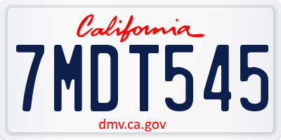 CA license plate 7MDT545