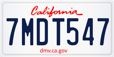 CA license plate 7MDT547