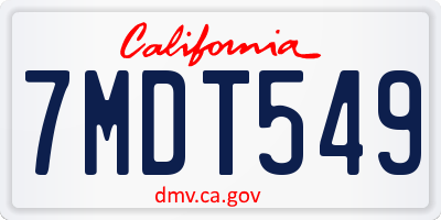 CA license plate 7MDT549