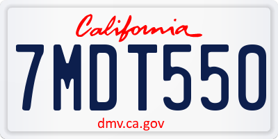 CA license plate 7MDT550