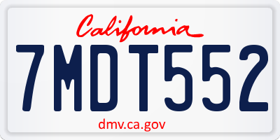 CA license plate 7MDT552