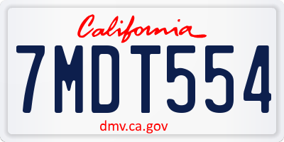CA license plate 7MDT554