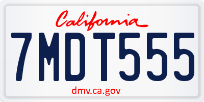 CA license plate 7MDT555