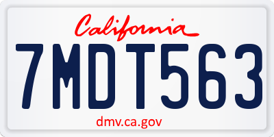 CA license plate 7MDT563