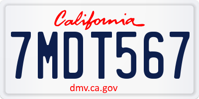 CA license plate 7MDT567