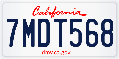 CA license plate 7MDT568