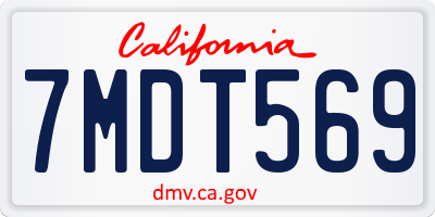 CA license plate 7MDT569