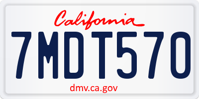 CA license plate 7MDT570