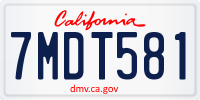 CA license plate 7MDT581