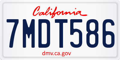 CA license plate 7MDT586