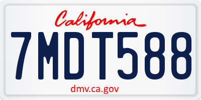 CA license plate 7MDT588