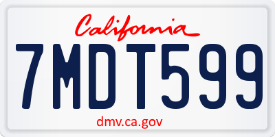 CA license plate 7MDT599