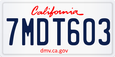 CA license plate 7MDT603