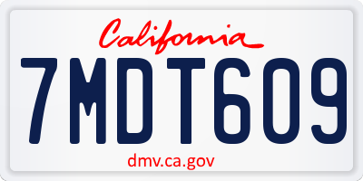 CA license plate 7MDT609