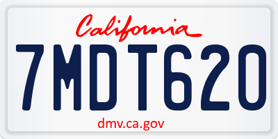CA license plate 7MDT620