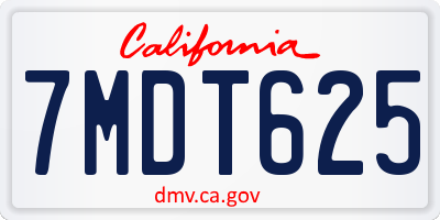 CA license plate 7MDT625
