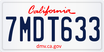 CA license plate 7MDT633
