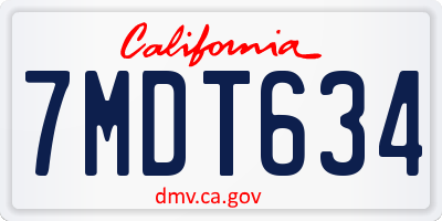 CA license plate 7MDT634