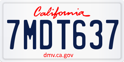 CA license plate 7MDT637