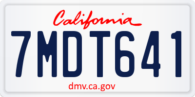 CA license plate 7MDT641