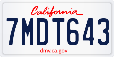 CA license plate 7MDT643