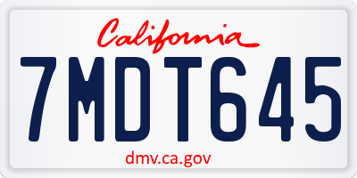 CA license plate 7MDT645
