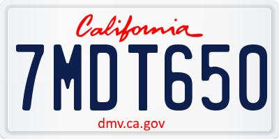 CA license plate 7MDT650