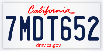 CA license plate 7MDT652