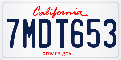 CA license plate 7MDT653