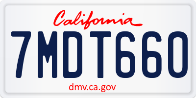 CA license plate 7MDT660